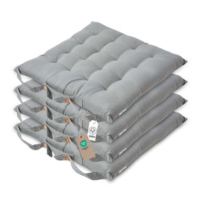 Homescapes Set of 4 Gray Chair Cushions, 16 x 16 in