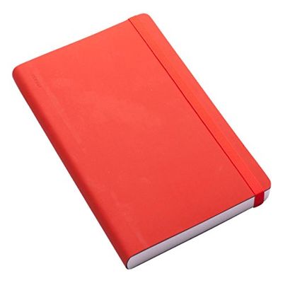 nuuna Design Notebook – "Heaven M" – Smooth Bonded Leather, Softcover, Dot Grid, Elastic Band, 176 Pages Premium Paper, A5, Red