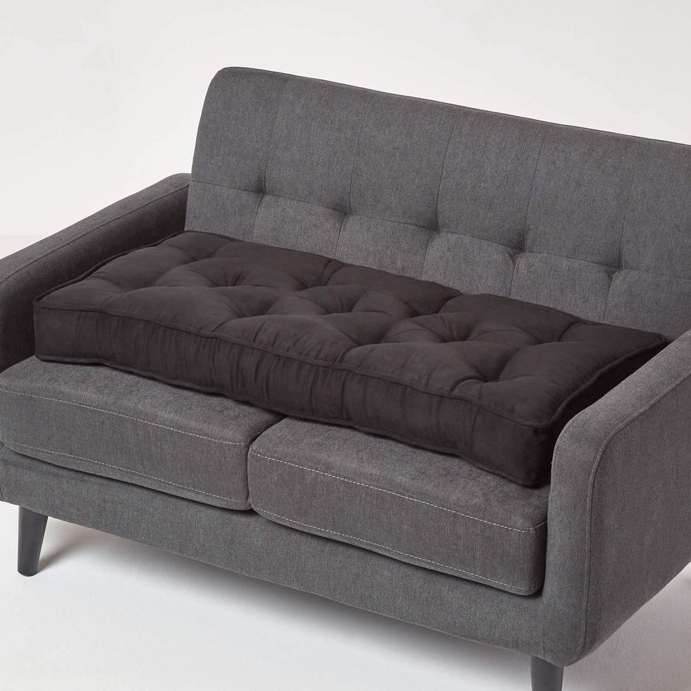 Homescapes Sofa Seat Booster for 2-Seater, Black, 100 x 48 x 10 cm