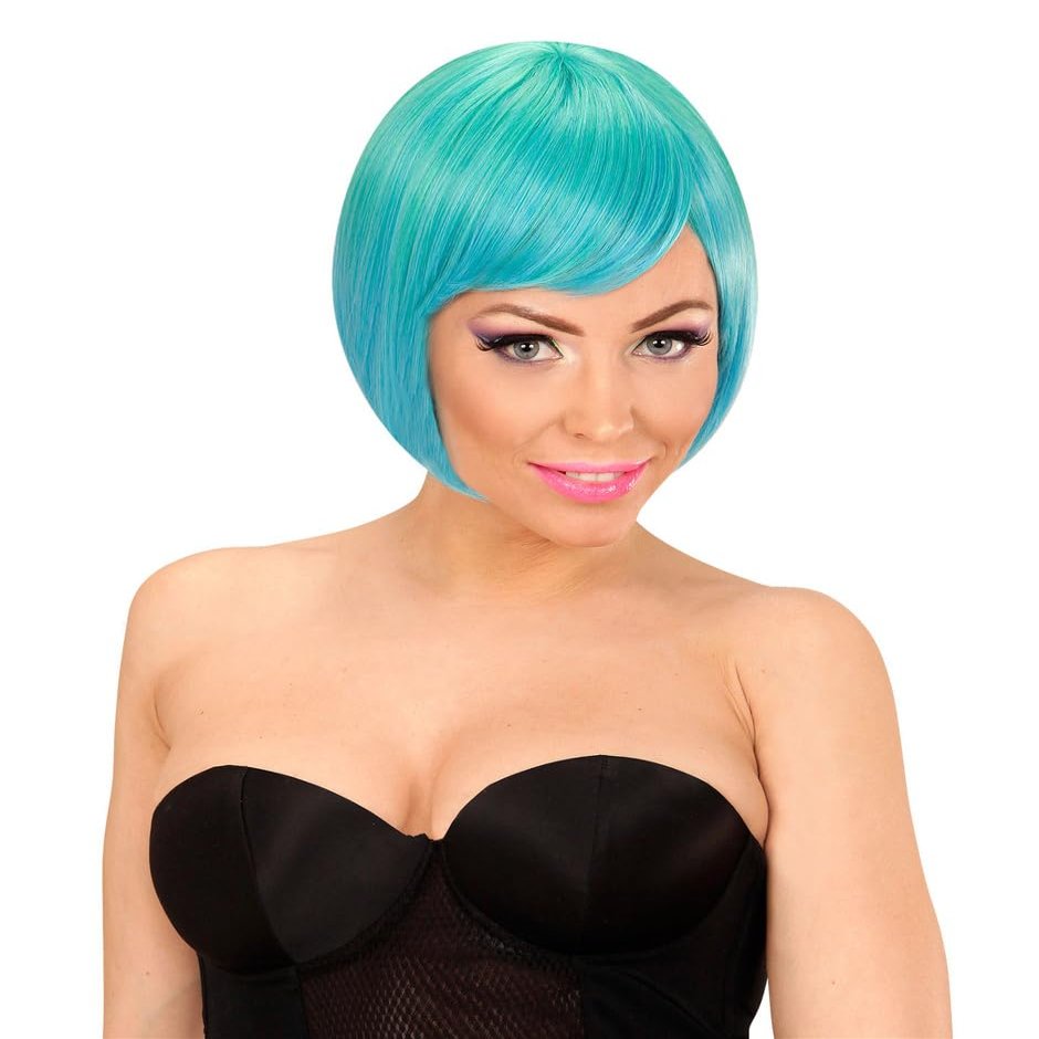 Widmann 04446 Melange Fashion Wig, Green-Blue, Carnival Costume Party