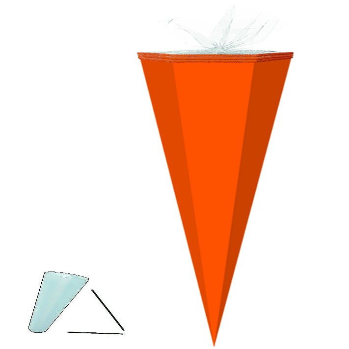 Blank School Cone, Orange, 85 cm with Tulle Trim