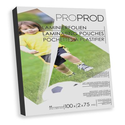 ProProd Premium Laminating Pouches, 100 Count, A4, 2 x 75 Microns, High Gloss