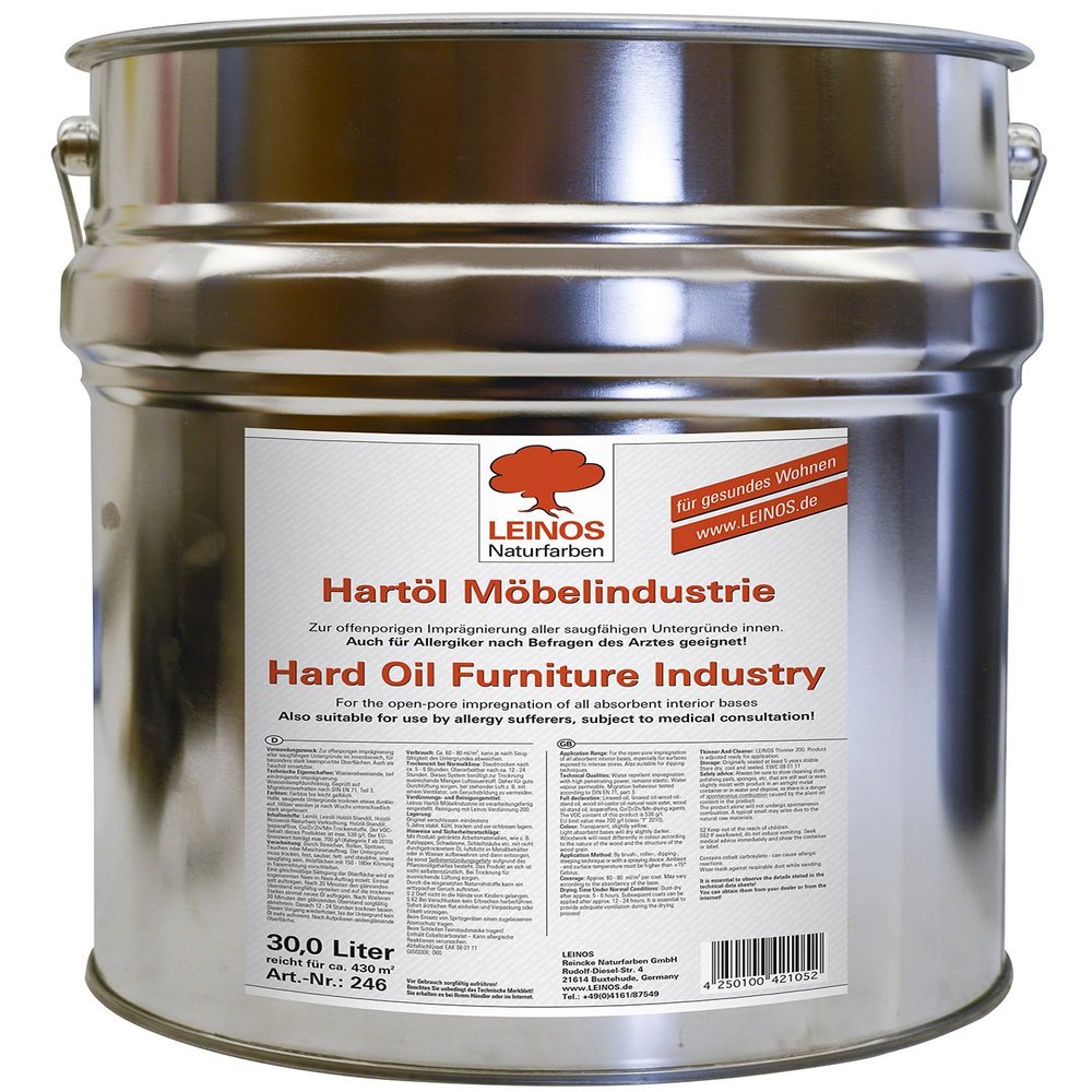 Leinos 246 Hard Oil for Furniture Manufacturing, 30.00 Liters