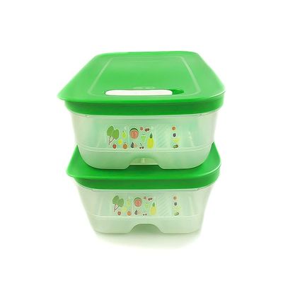 TUPPERWARE KlimaOase Flat Refrigerator Containers, 1.8 L, Green, 2-Pack