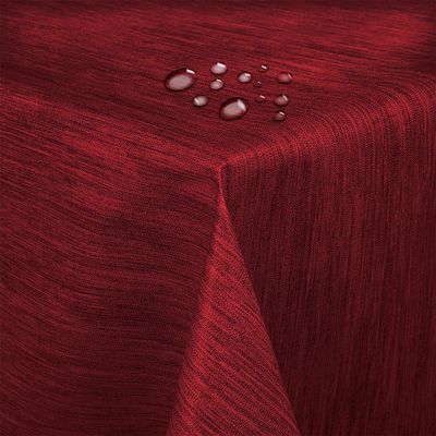 Red Textured Linen-Look Oilcloth Tablecloth, Size Selectable, Square 90 x 330 or 330 x 90 cm