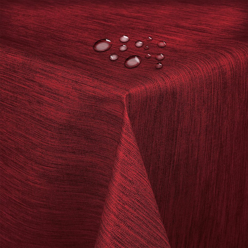 Red Textured Linen-Look Oilcloth Tablecloth, Size Selectable, Square 90 x 330 or 330 x 90 cm