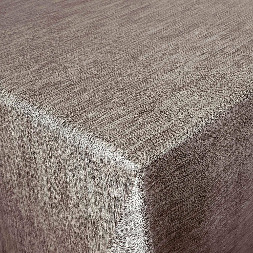 Pro Brown Linen-Embossed Oilcloth Tablecloth, Square, 120 x 240 cm