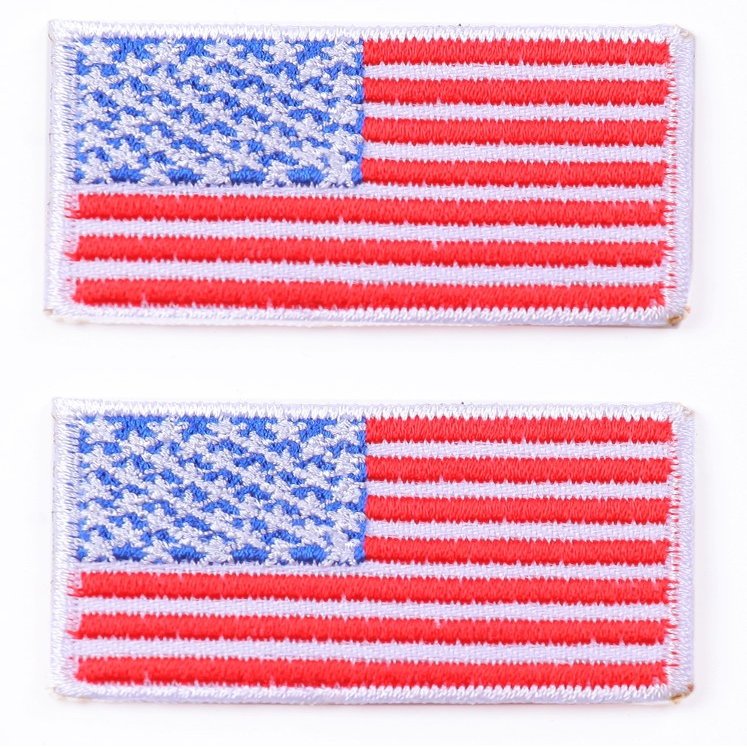 USA Flag Iron-On Patches for Jackets, Jeans & Clothing, 2-Piece Set, 5 x 3.5 cm Each