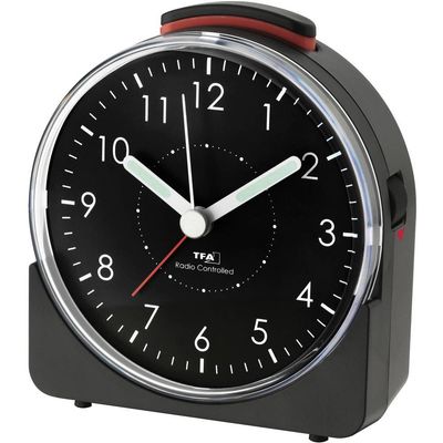 TFA Dostmann Sunrise Analog Radio Alarm Clock, Black