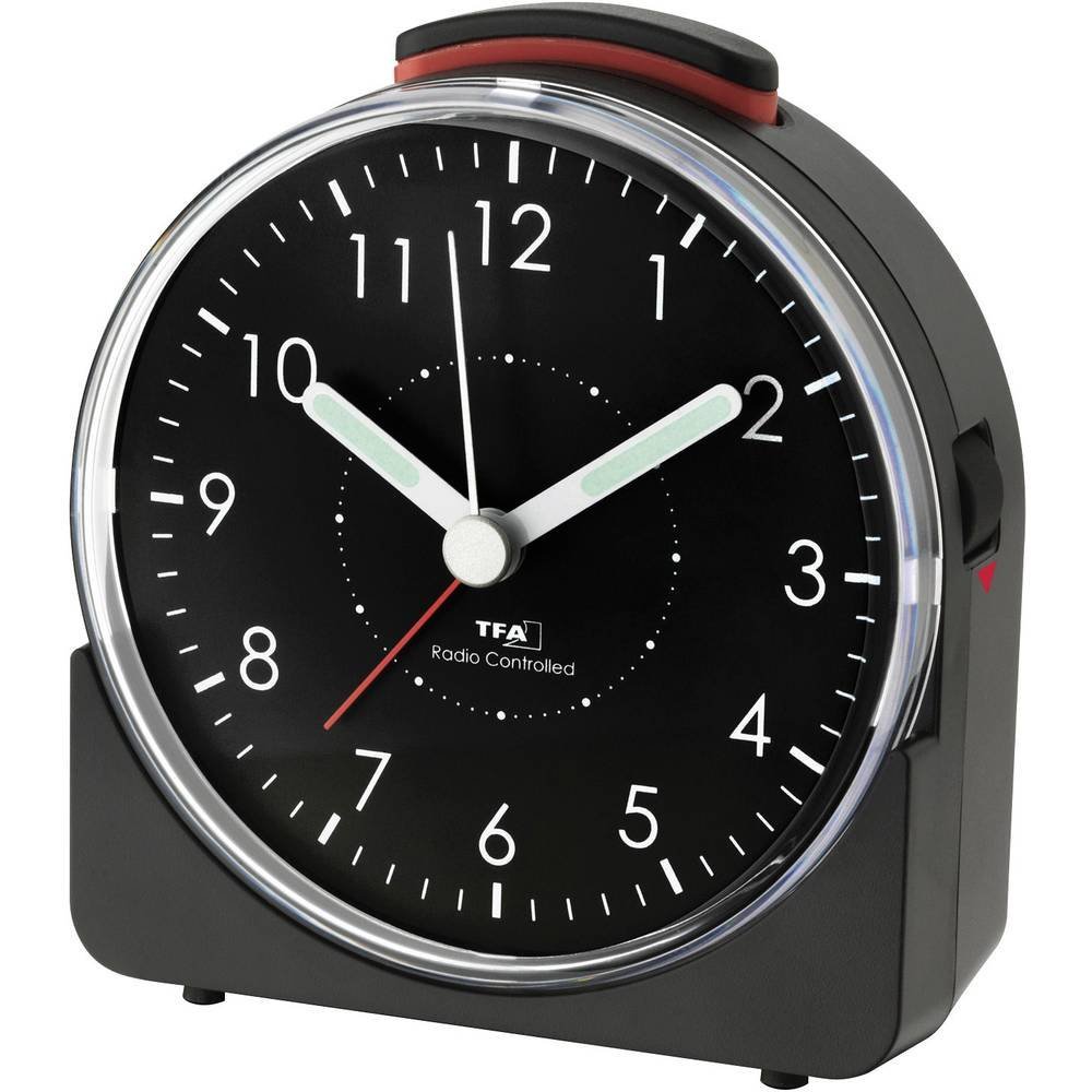 TFA Dostmann Sunrise Analog Radio Alarm Clock, Black