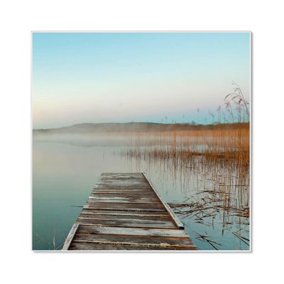 banjado Magnetic Board 50 x 50 cm, Metal Memo Board, Old Pier Design, with 4 Magnets & Mounting Set