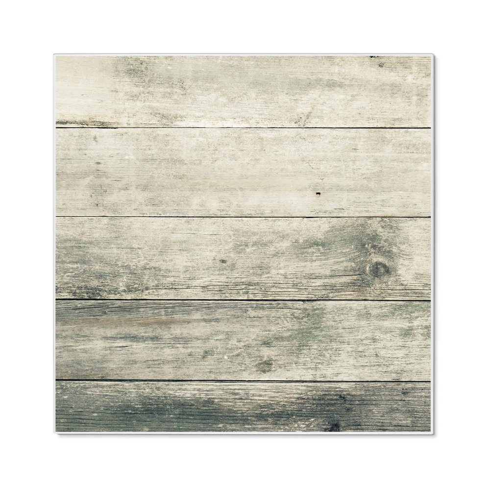 banjado Magnetic Board 50 x 50 cm, Metal Memo Board with 4 Magnets & Mounting Set - Gray Planks