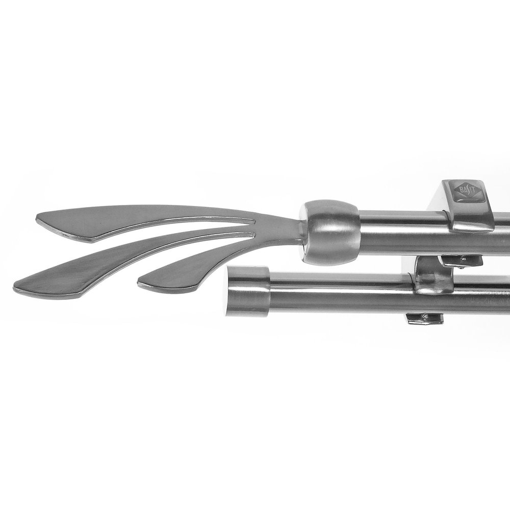 BASIT Curtain Rod, Stainless Steel Look, 20 mm, Double Track, Ceiling-Mounted, 120 cm, D60RR