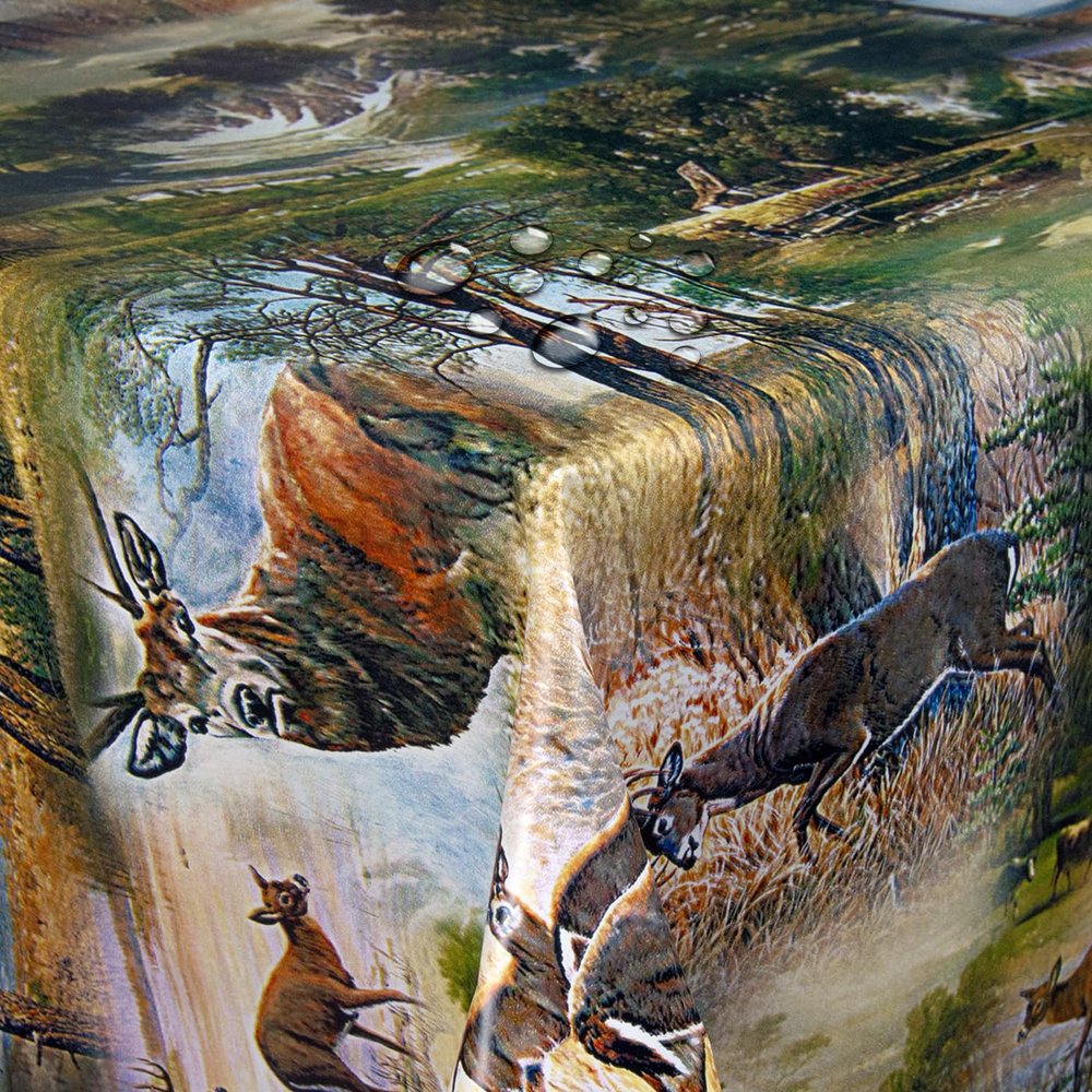 Wildlife-Print Oilcloth Tablecloth 130 x 380 cm