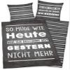 Herding Young Collection Bedding Set, Reversible Design with Saying, Duvet Cover 135 x 200 cm, Pillowcase 80 x 80 cm, Cotton/Renforcé, Gray view 1