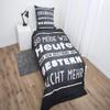 Herding Young Collection Bedding Set, Reversible Design with Saying, Duvet Cover 135 x 200 cm, Pillowcase 80 x 80 cm, Cotton/Renforcé, Gray view 2