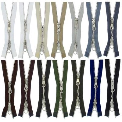 FIM 2-Way Separating Metal Zipper No. 5, Silver, Black (322), 70 cm