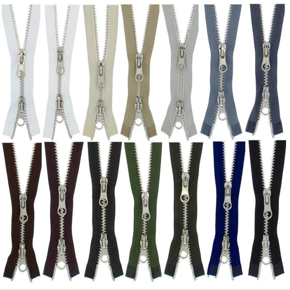 FIM 2-Way Separating Metal Zipper No. 5, Silver, Black (322), 70 cm