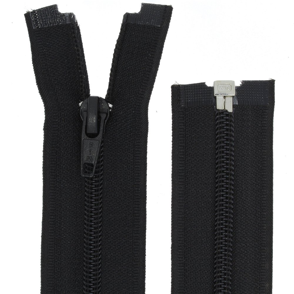 FIM No. 5 Separating Nylon Coil Zipper for Jackets, Black (322), 50 cm