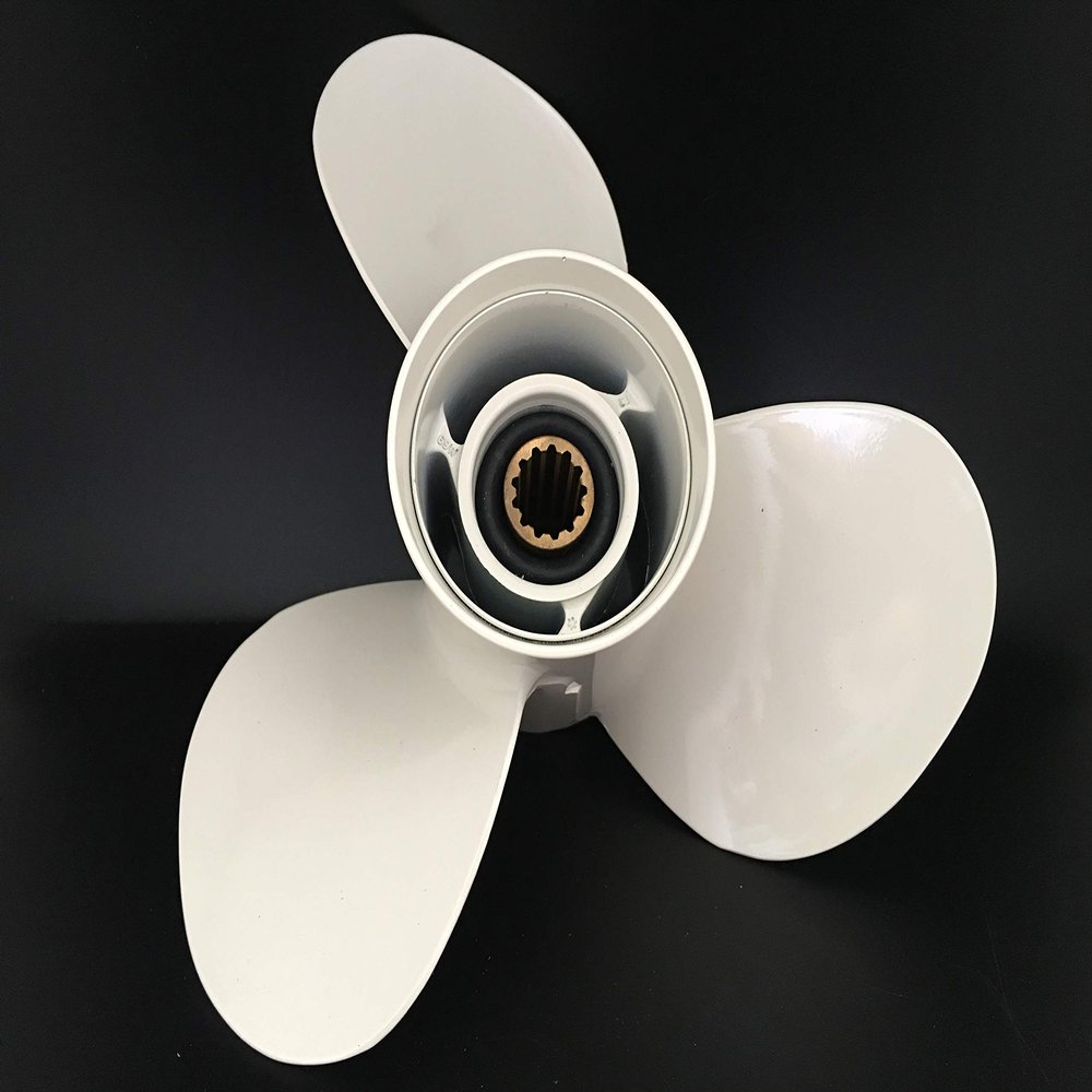 Outboard Motor Aluminum Propeller Assembly 663-45945-02-EL 00/01, Compatible with Yamaha 25–60 HP and Honda 59130-ZV5-013AH 2/4-Stroke Motors