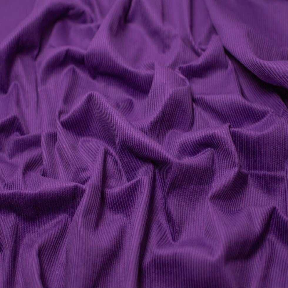 8-Wale Cotton Corduroy Dress Fabric, Purple, by the Meter + Free Minerva Crafts Craft Guide
