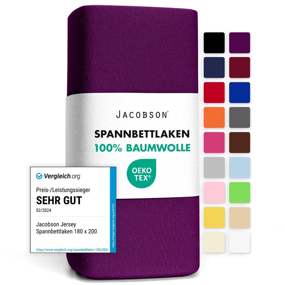 Jacobson Jersey Fitted Sheet (90x200-100x200 cm, Royal Purple)