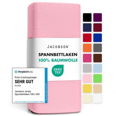 Jacobson Jersey Fitted Sheet (90x200-100x200 cm, Pink)