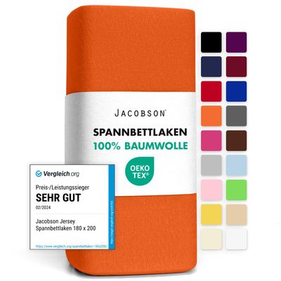 Jacobson Jersey Fitted Sheet (140x200-160x200 cm, Orange)