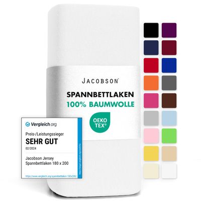 Jacobson Jersey Fitted Sheet (140x200-160x200 cm, White)