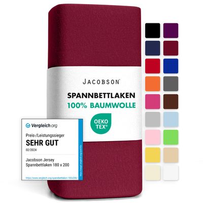 Jacobson Jersey Fitted Sheet (90x200-100x200 cm, Bordeaux)