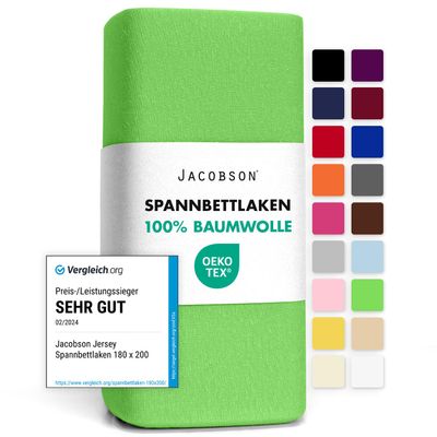 Jacobson Jersey Fitted Sheet (90x200-100x200 cm, Apple Green)
