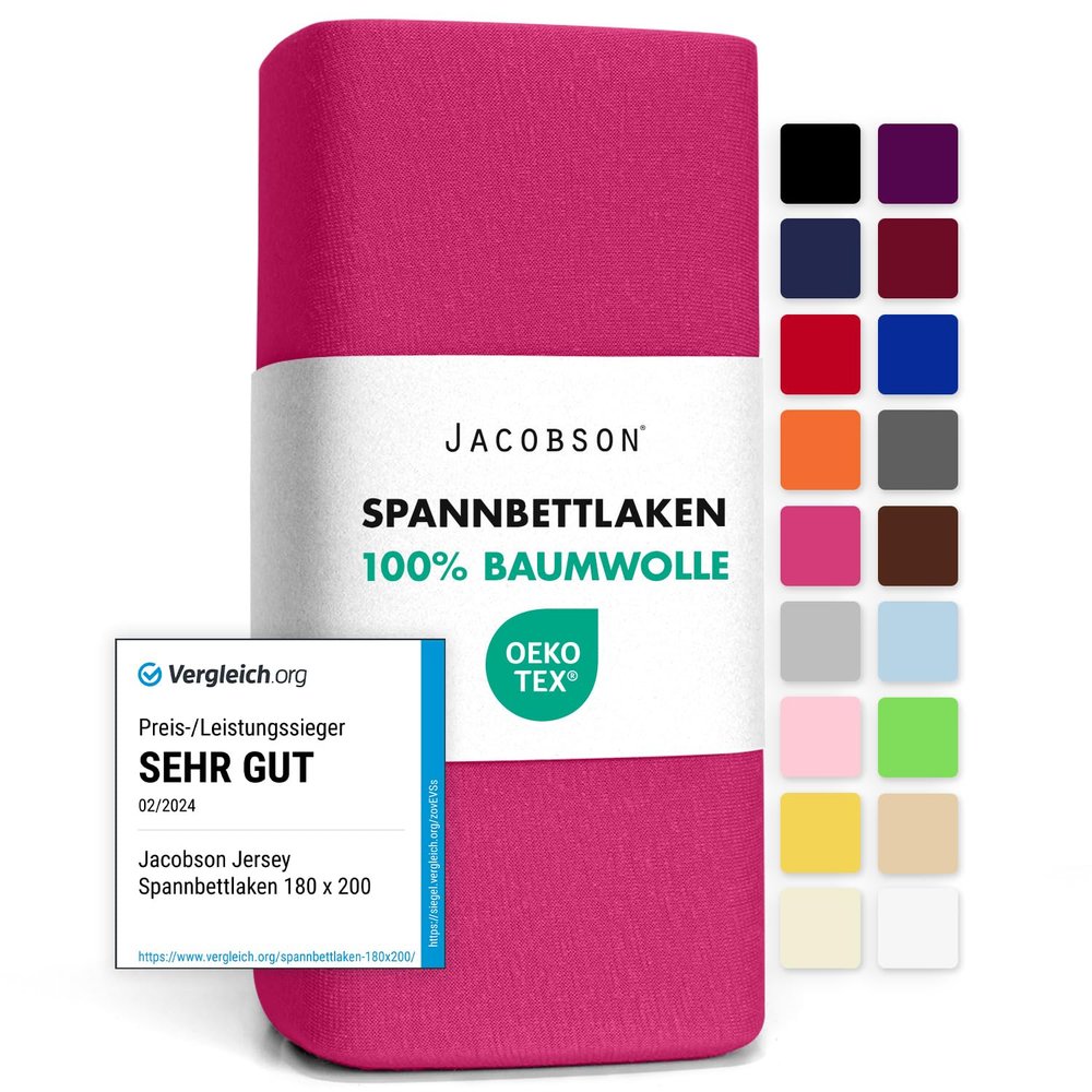 Jacobson Jersey Fitted Sheet Cotton (90x200-100x200 cm, Pink)
