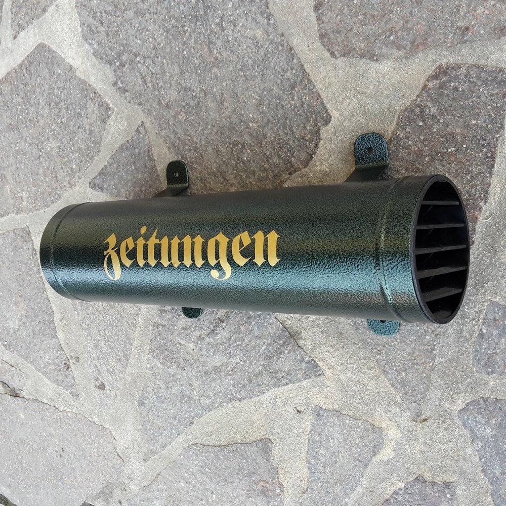 Naturholz-Schreinermeister Metal Newspaper Roll, Green/Dark Green, with Closure Grille