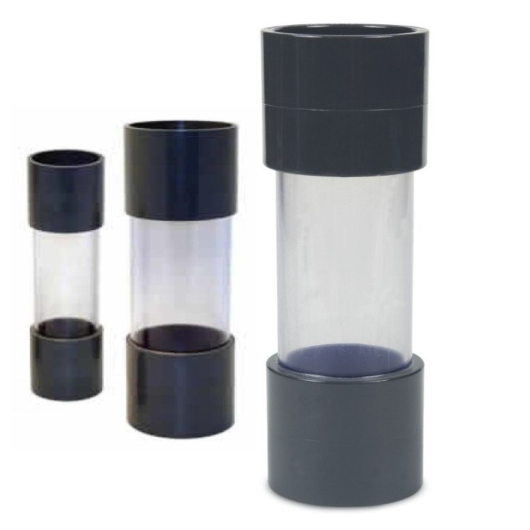 AquaForte Sight Glass with 50 mm Solvent-Weld Socket, Gray