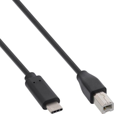 InLine USB 2.0 Cable, USB-C Male to USB-B Male, Black, 2 m