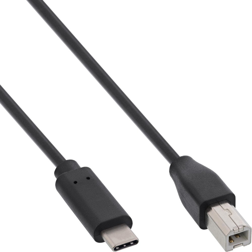 InLine USB 2.0 Cable, USB-C Male to USB-B Male, Black, 2 m