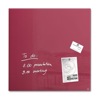 SIGEL GL272 Premium Glass Magnetic Board 48 x 48 cm, High-Gloss Berry Red, Artverum