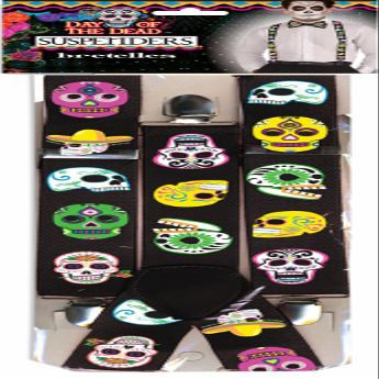 Forum Novelties X76940 Bristol Novelty 76940 Day of the Dead Suspenders, Multicolor, One Size