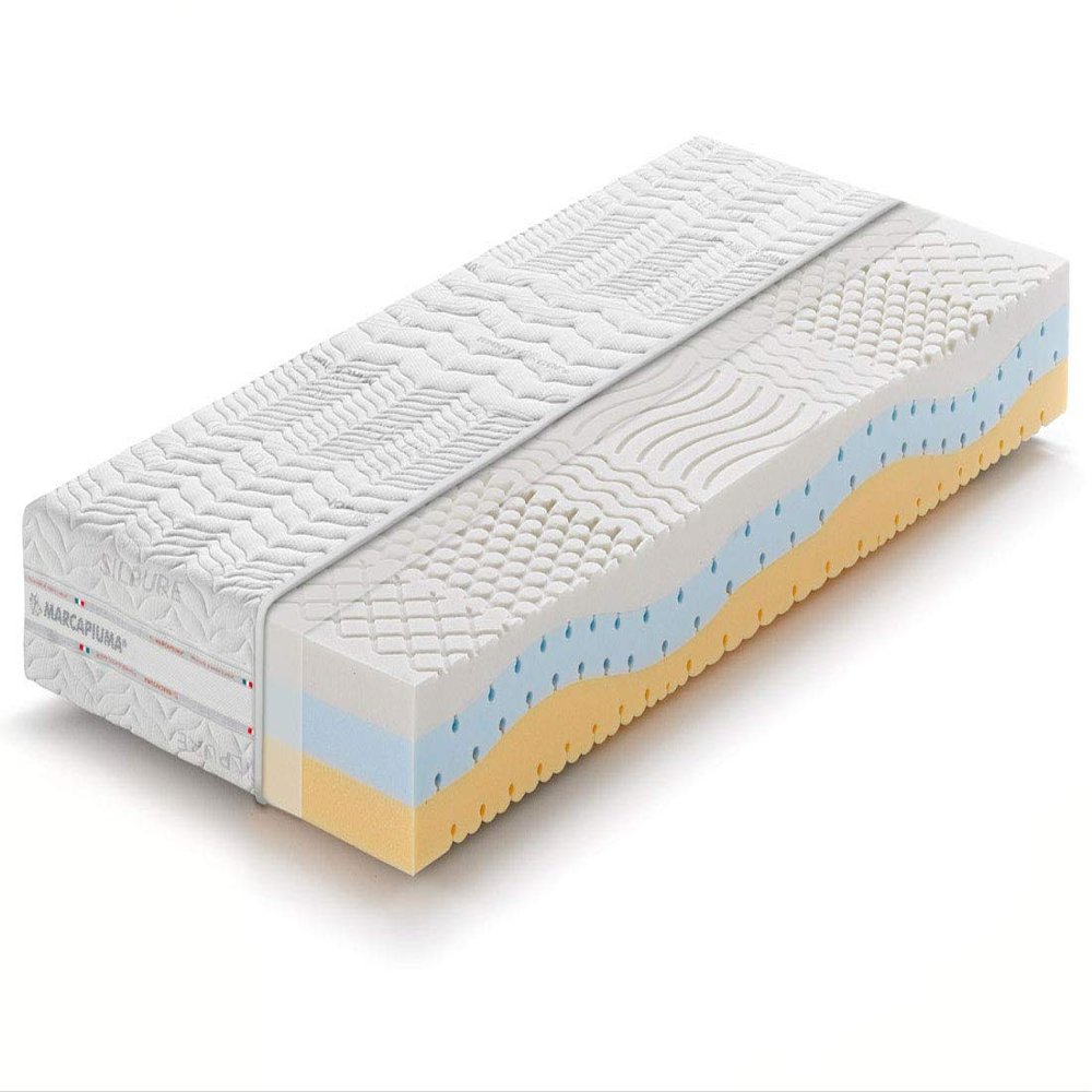Marcapiuma ONDA MED Memory Mattress 80x190 cm, 23 cm, H2 Medium, 11-Zone Viscoelastic, Silver Cover, Made in Italy
