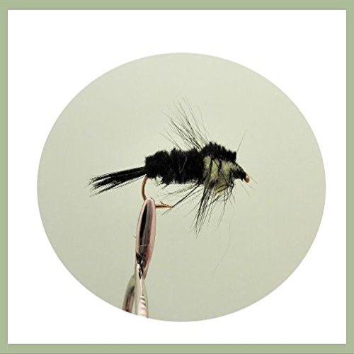 6 Green Montana Trout Flies, Long Shank, Size 10