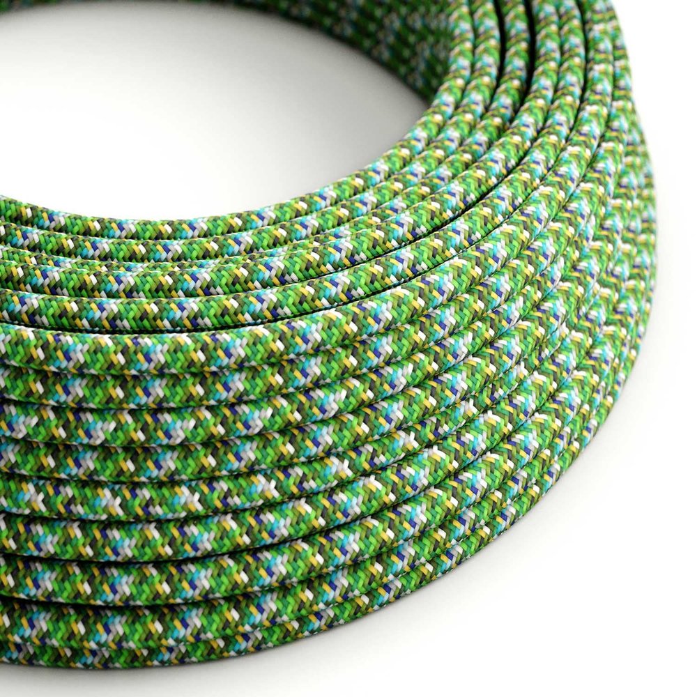 Round Textile Cable, Pixel Green with Silk Effect, RX05 – 20 m, 2x0.75