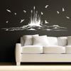 Loft “Birds by the Shore” Wall Decal, Birds/Coast/Reeds, Light Pink, 35 x 104 cm view 1