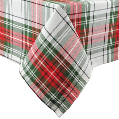 DII Tartan Plaid Collection Holiday Table and Kitchen Decor, Rectangular Christmas Tablecloth, 152 x 274 cm, Red, Green and White