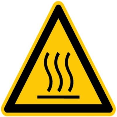 LEMAX Warning Sticker, Warning of Hot Surface W017 DIN EN ISO 7010, Self-Adhesive Film, Yellow/Black, 300 mm