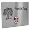 London 002 Doorbell Plate, V2A Stainless Steel, Tree Motif (Red LED) view 1