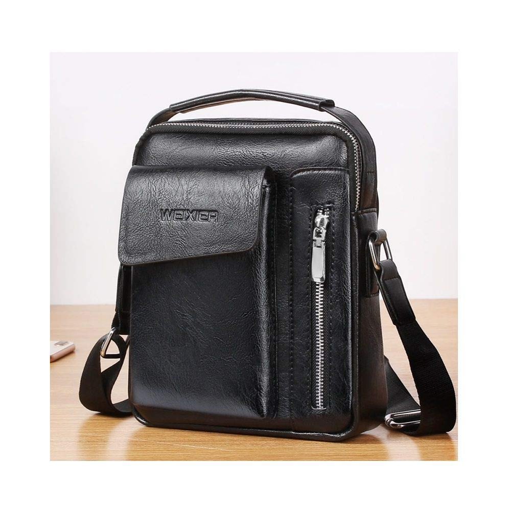 DFV mobile Leather Waist and Shoulder Bag for E-Book Readers and Tablets, BLU Advance 4.0 A270A, Black