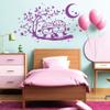 Loft Wall Decal “2 Sleeping Owls on a Branch with Moon, Stars and Dots” / Wall Sticker / 54 Colors / 2 Sizes / Brilliant Blue / 80 cm H x 140 cm W view 4