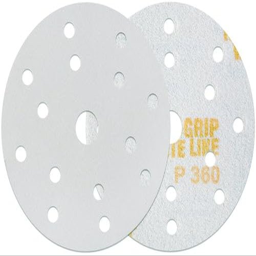 INDASA RHYNOGRIP White LINE 150 mm Hook-and-Loop Sanding Discs, 15-Hole, 50-Pack, P600