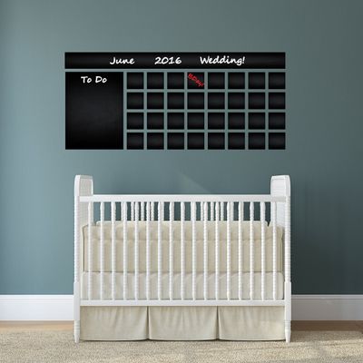 140 x 62 cm Chalkboard Vinyl Wall Sticker Calendar with To-Do List, Erasable Monthly Planner and Colored Pencil Box
