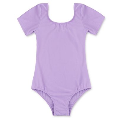 TiaoBug Girls' Short-Sleeve Ballet Leotard, Purple, Size 104